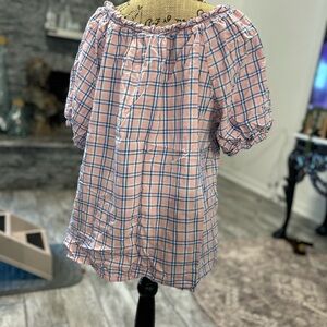 St. John's Bay Pink and Blue Checkered Top